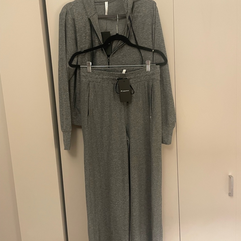 Fabletics Cloud Jersey Fill Zip and Wide Leg Pant